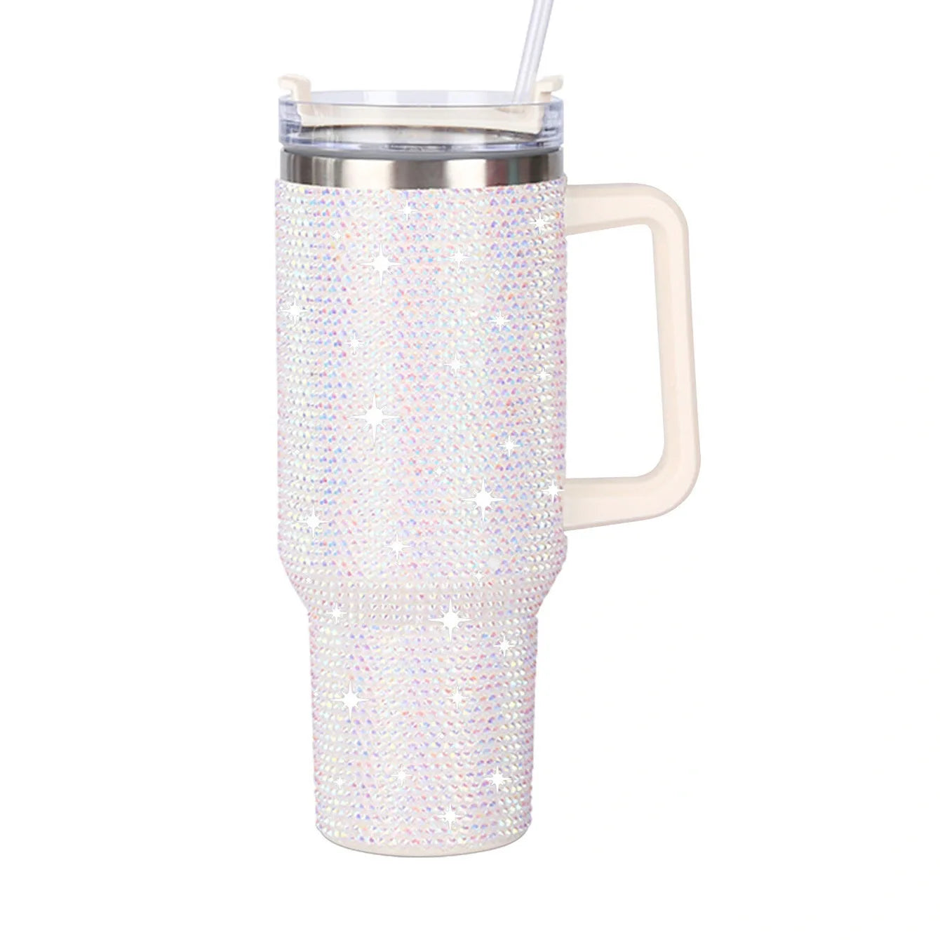 Glitter Coated Stainless Steel Tumbler with Diamond Design - 40oz - MANDOTOS INTERNATIONAL