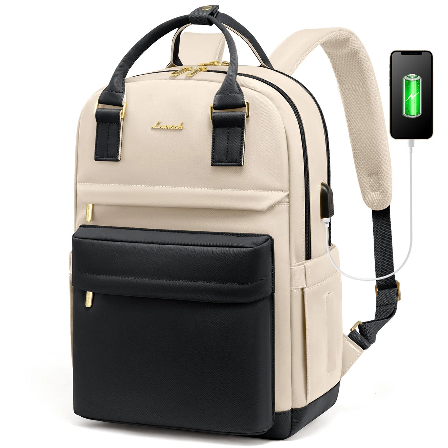 LOVEVOOK Fashion Stylish Girls Travel School Nylon BookBag With USB Waterproof Teacher Nurse Student Laptop Backpack for Women