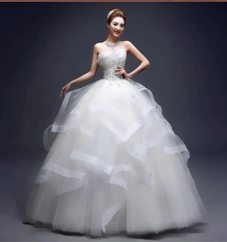 Elegant One - Shoulder Bridal Gowns - MANDOTOS INTERNATIONAL