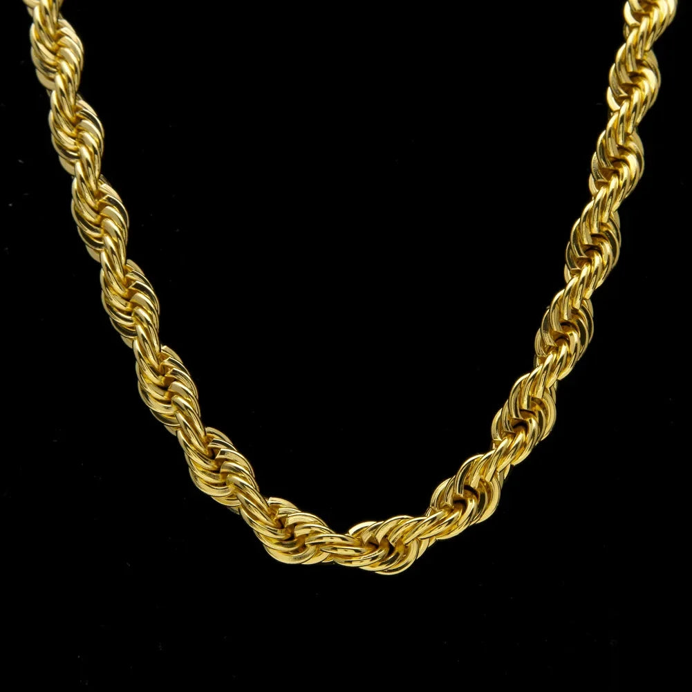 Men's hip-hop gold-plated European and American necklace fashion high sense 1cm thick twist necklace twisted rope chain a generation of hair