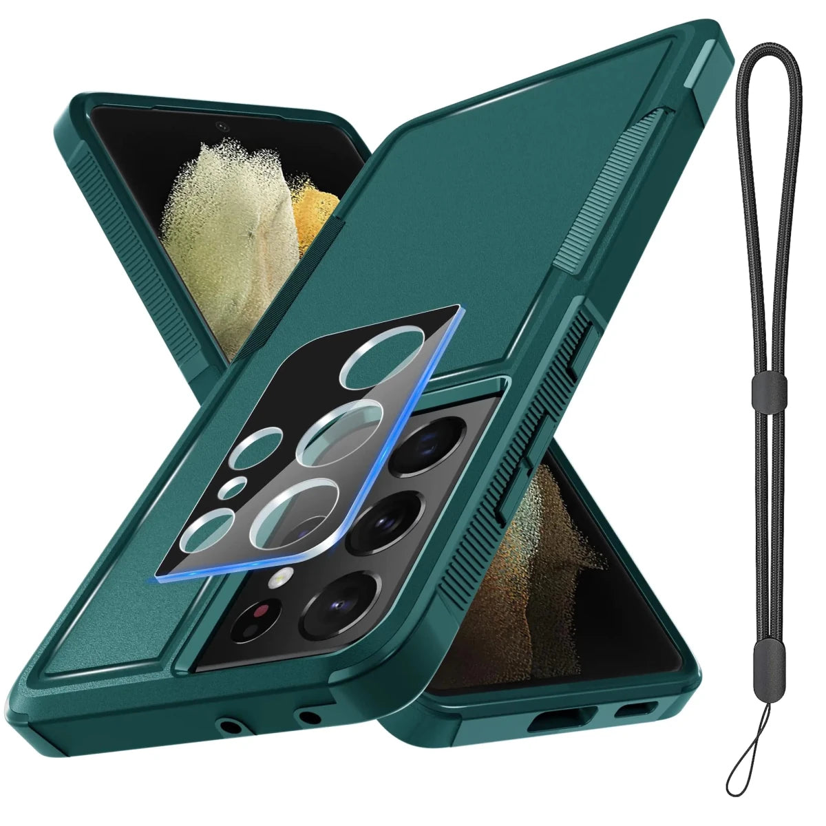 Samsung Galaxy S21 Ultra Rugged Full Body Case with Glass & Lanyard - MANDOTOS INTERNATIONAL