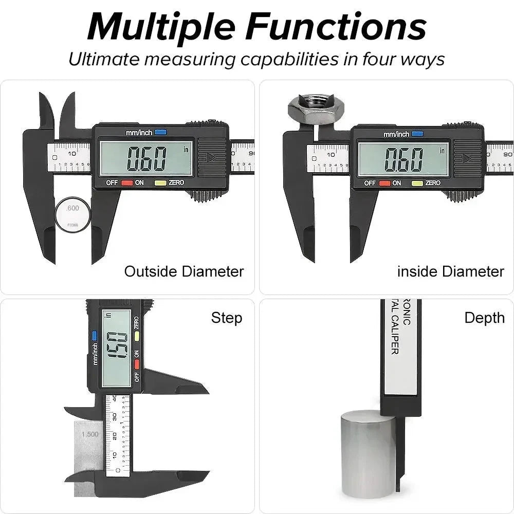 150mm 100mm Electronic Digital Caliper Carbon Fiber Dial Vernier Caliper Gauge Micrometer Measuring Tool Digital Ruler MANDOTOS