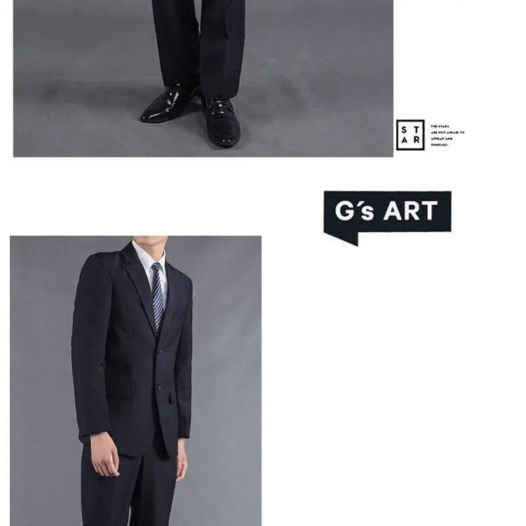 Casual Two-Piece Suit for Men Business Professional Youthful Style Cotton Spring Summer Autumn Wear Double-Cuffed Office Appr...
