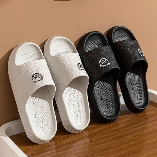 Summer Fashion Men's Slippers Printting Little Bear Sandals Indoor Bathroom Non-slip Soft Women Dormitory Casual Shoes Couple MANDOTOS