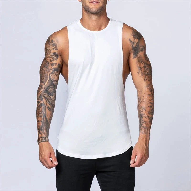 Men's Gym Clothing Summer Fitness Cotton Tank Top Men Jogging Bodybuilding Sleeveless Shirt Breathable O-Neck Casual Muscle Vest MANDOTOS