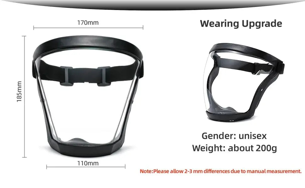 Protective Anti-Fog Face Shield Welding Mask Dust-proof Anti-splash Transparent Helmet Comfortable Protects Eyes Mask Cover
