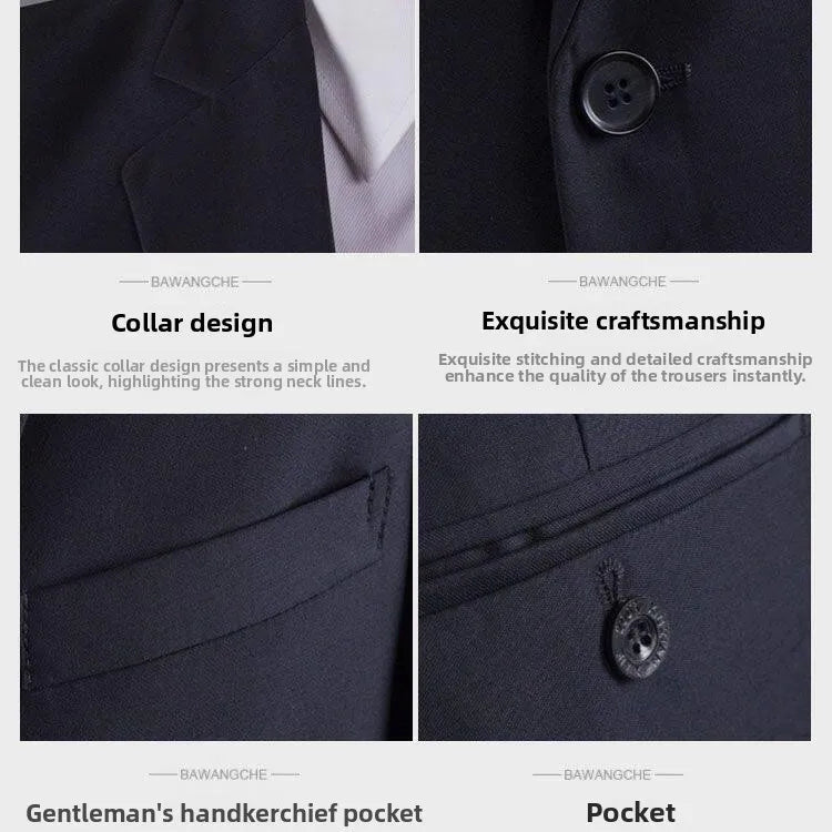 Casual Two-Piece Suit for Men Business Professional Youthful Style Cotton Spring Summer Autumn Wear Double-Cuffed Office Appr...