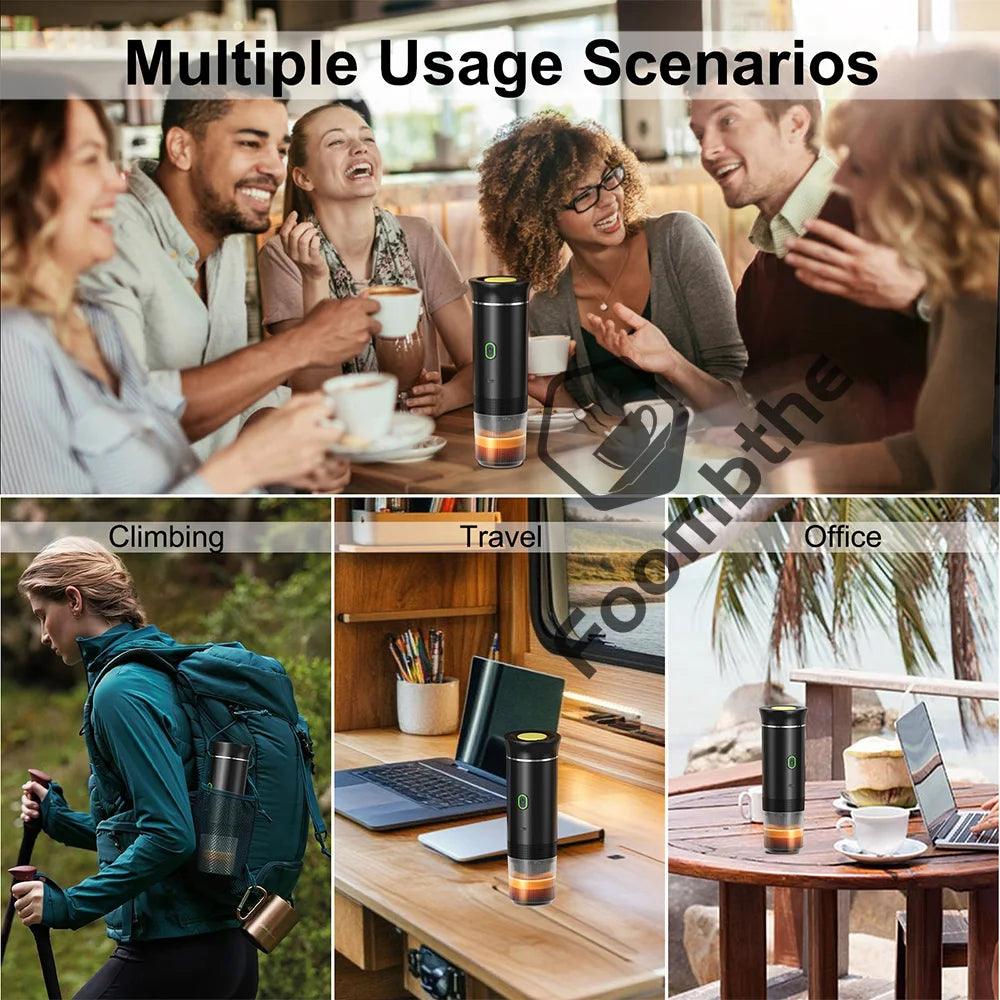 Wireless Electric Portable Espresso Coffee Machine for Car & Home Camping Coffee Maker 3-in-1 Capsule Powder Travel Coffee Maker - MANDOTOS