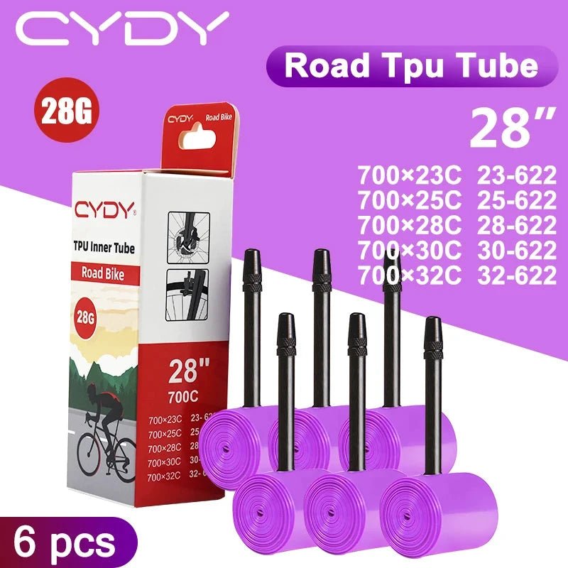 28g CYDY Road Bicycle TPU Inner Tube 700x23C 25C 26C 27C 28C 30C 32C Cycling Bike Tires Camera tyre 700C pneu aro French Valve MANDOTOS