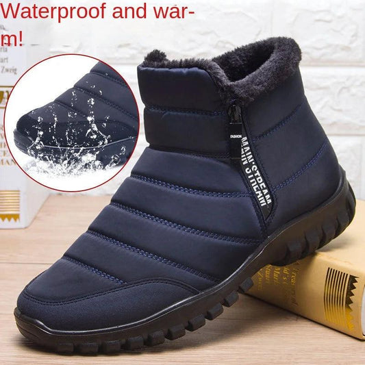 Winter men's snow boots, double zippered waterproof shoes rain boots fishing Winter Warm Boots men's boots - MANDOTOS