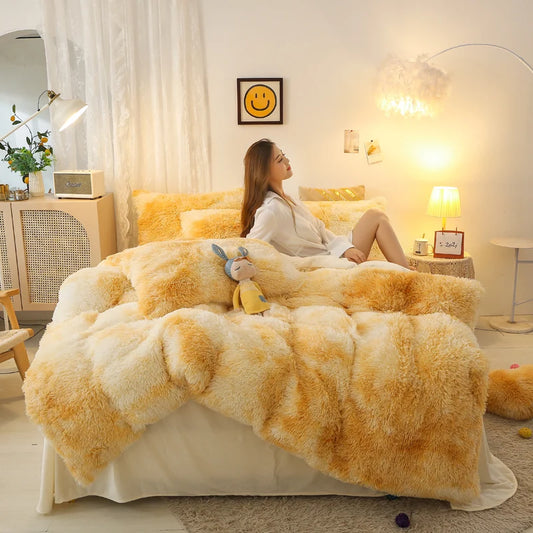 Luxurious Tie-Dyed Plush Flannel Bedding Set - MANDOTOS