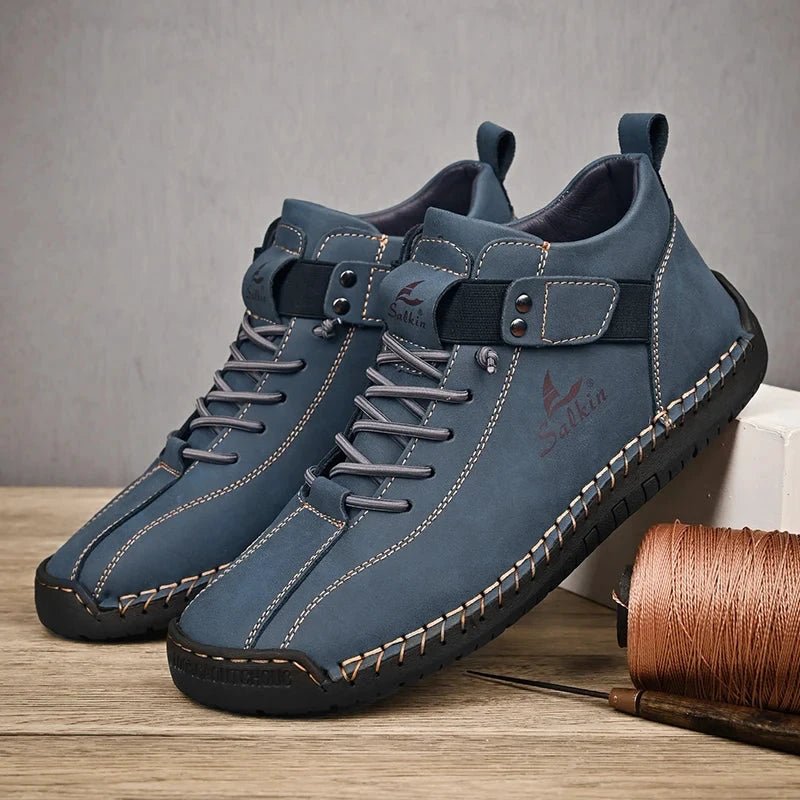 New 2025 Handmade Leather Casual Men Shoes Design Sneakers Man Breathable Leather Shoes Men Ankle Boots Outdoor MANDOTOS
