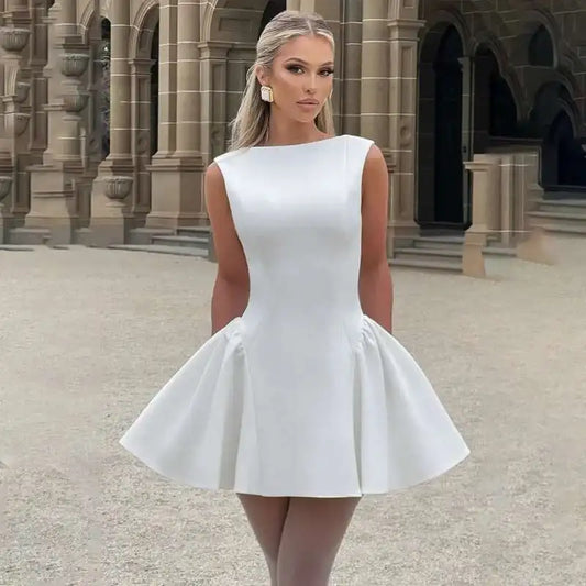 Townlike Pocket Elegant A-line Dress Women Mini 2024 Spring Summer Dress Deep V Neck Nightclub Sexy Party Dresses Vestidos - MANDOTOS