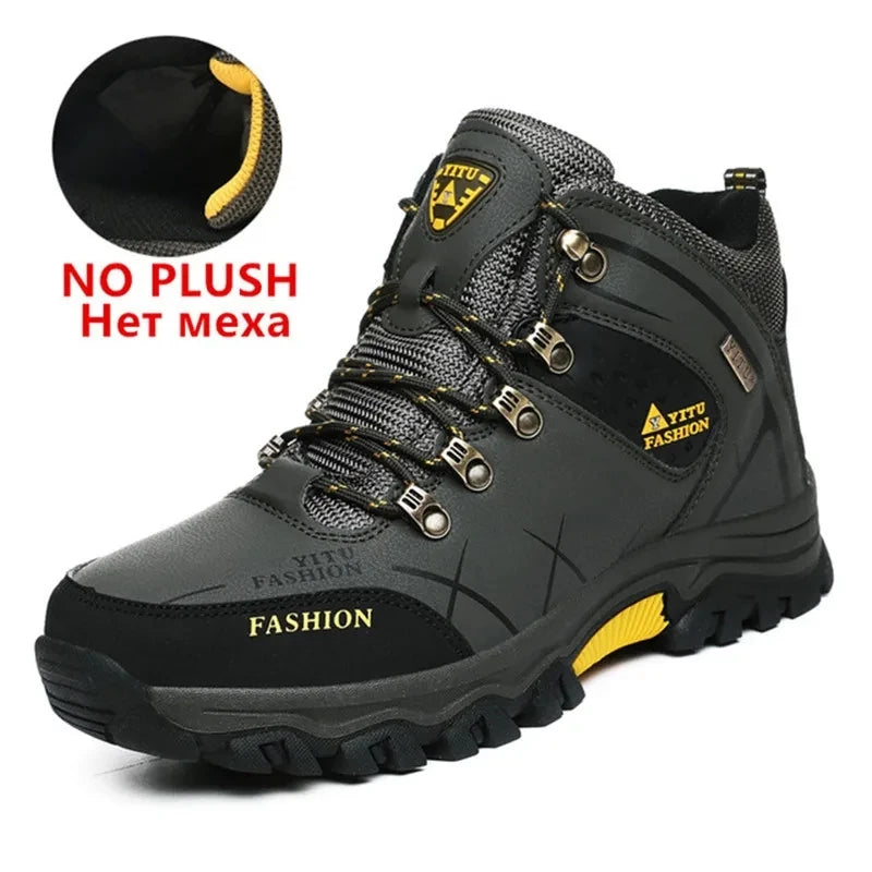Brand Men Winter Snow Boots Waterproof Leather Sneakers Super Warm Men's Boots Outdoor Male Hiking Boots Work Shoes Size 39-47