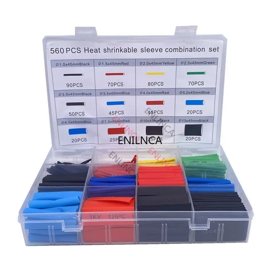 127-750pcs Heat-shrink Tubing Thermoresistant Tube Heat Shrink Wrapping Kit Electrical Connection Wire Cable Insulation Sleeving - MANDOTOS