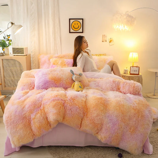 Luxurious Tie-Dyed Plush Flannel Bedding Set - MANDOTOS