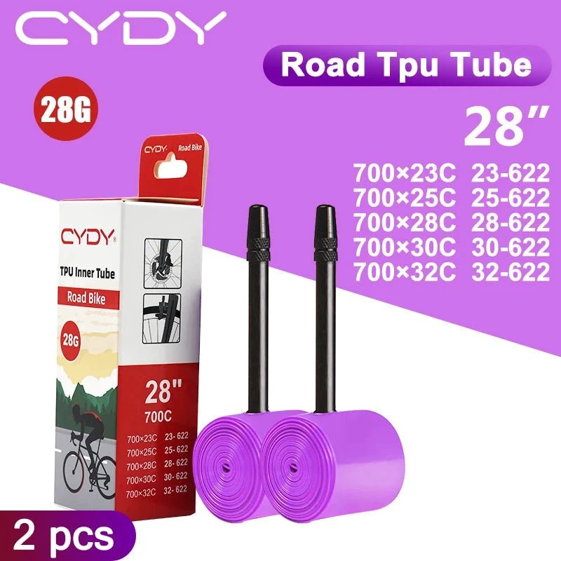 28g CYDY Road Bicycle TPU Inner Tube 700x23C 25C 26C 27C 28C 30C 32C Cycling Bike Tires Camera tyre 700C pneu aro French Valve MANDOTOS