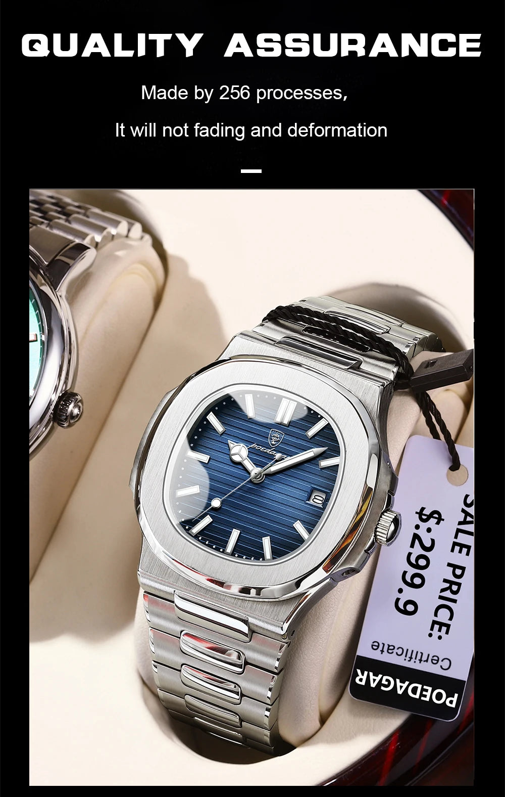 POEDAGAR Top Luxury Brand Man Watch Sports Waterproof Luminous Date Men Wristwatch Square Dial Quartz Men's Watches High Quality - MANDOTOS