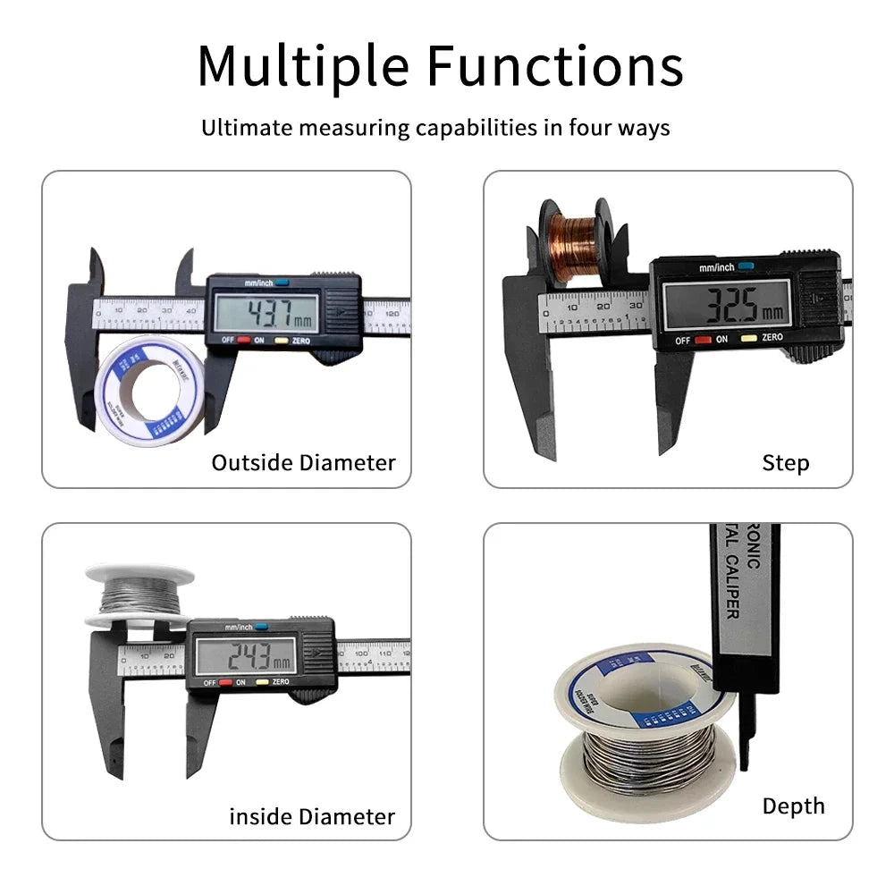 150mm 100mm Electronic Digital Caliper Carbon Fiber Dial Vernier Caliper Gauge Micrometer Measuring Tool Digital Ruler MANDOTOS