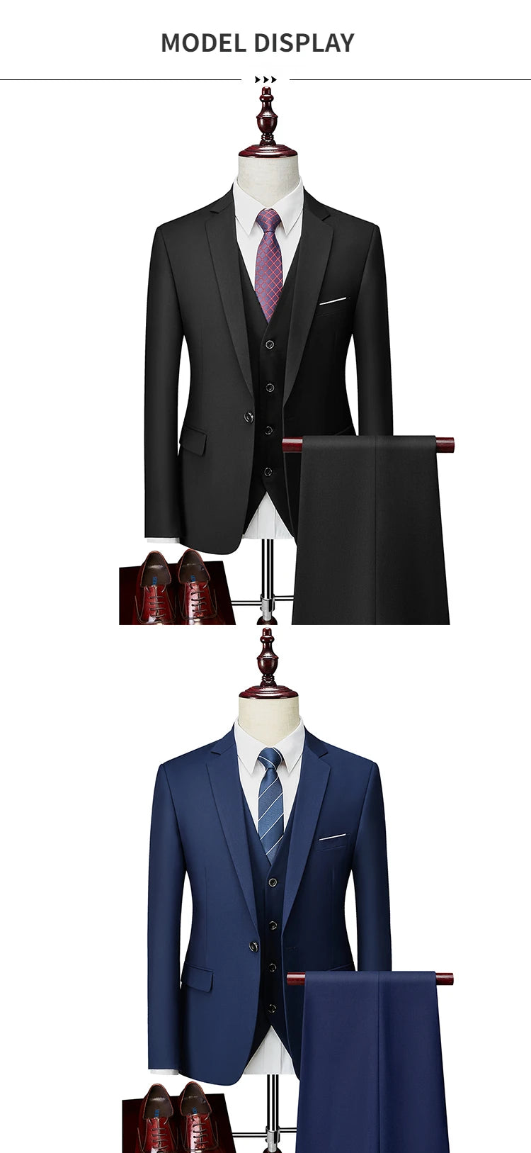 M-6XL 15 Colors ( Jacket+Vest+Pants ) Formal Business Office Men's Suits Groom Wedding Dress Party Dress Solid color Suit