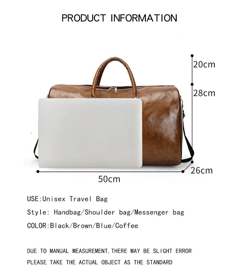 Travel Bag For Men Pu Leather Shoulder Bag Big Capacity Tote Bags For Women Fashion New Duffle Crossbody Bag Sports Pack luggage MANDOTOS