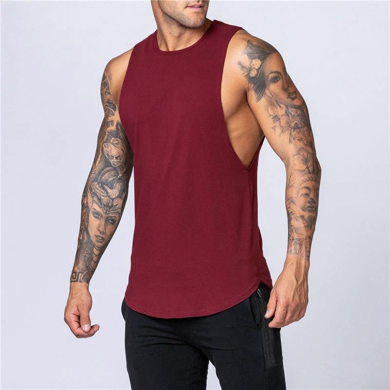 Men's Gym Clothing Summer Fitness Cotton Tank Top Men Jogging Bodybuilding Sleeveless Shirt Breathable O-Neck Casual Muscle Vest MANDOTOS
