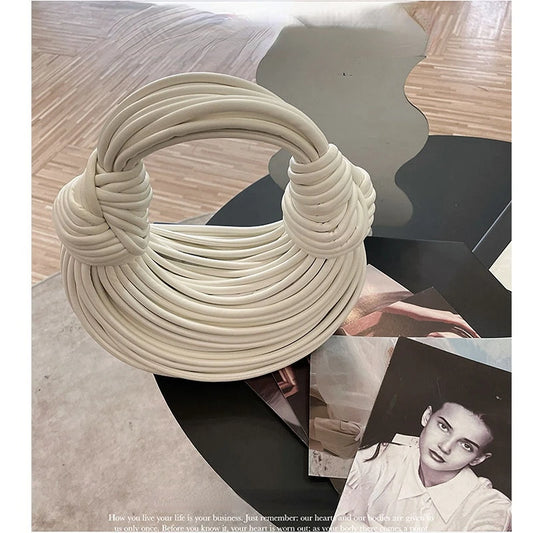 Handbags for Women 2025 New in Gold Luxury Designer Brand Handwoven Noodle Bags Rope Knotted Pulled Hobo Silver Evening Clutch - MANDOTOS