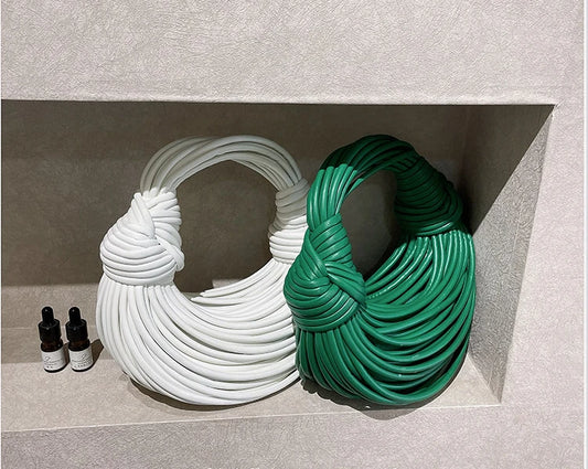 Handbags for Women 2025 New in Gold Luxury Designer Brand Handwoven Noodle Bags Rope Knotted Pulled Hobo Silver Evening Clutch - MANDOTOS