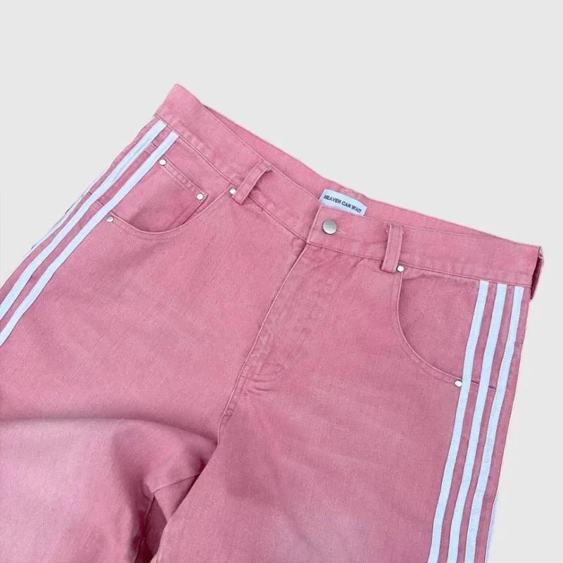 Y2K Baggy Jeans High Quality Embroidered Striped Harajuku Sweatpants Men Women Hip Hop Streetwear Casual Mopping Wide Leg Denim MANDOTOS