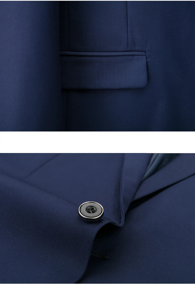 M-6XL 15 Colors ( Jacket+Vest+Pants ) Formal Business Office Men's Suits Groom Wedding Dress Party Dress Solid color Suit