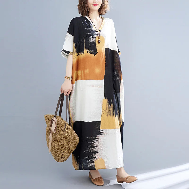 Summer Dress for Women Clothing Streetwear Ethnic Style Bohemian Beach Vintage Clothes Casual Fashion Harajuku Loose Streetwear