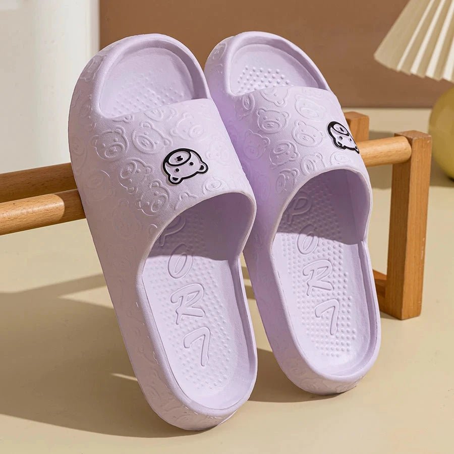 Summer Fashion Men's Slippers Printting Little Bear Sandals Indoor Bathroom Non-slip Soft Women Dormitory Casual Shoes Couple MANDOTOS
