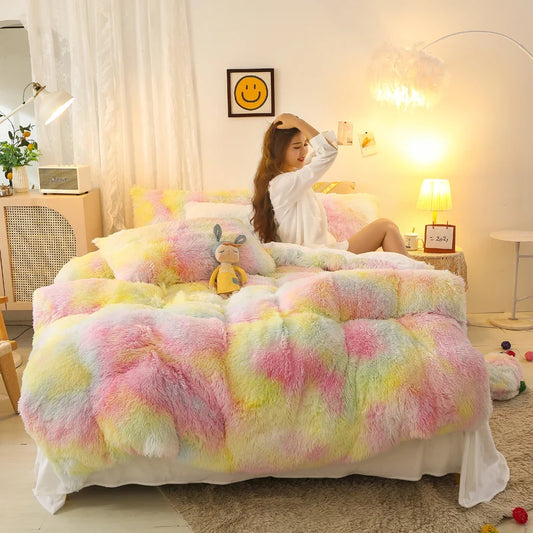 Luxurious Tie-Dyed Plush Flannel Bedding Set - MANDOTOS
