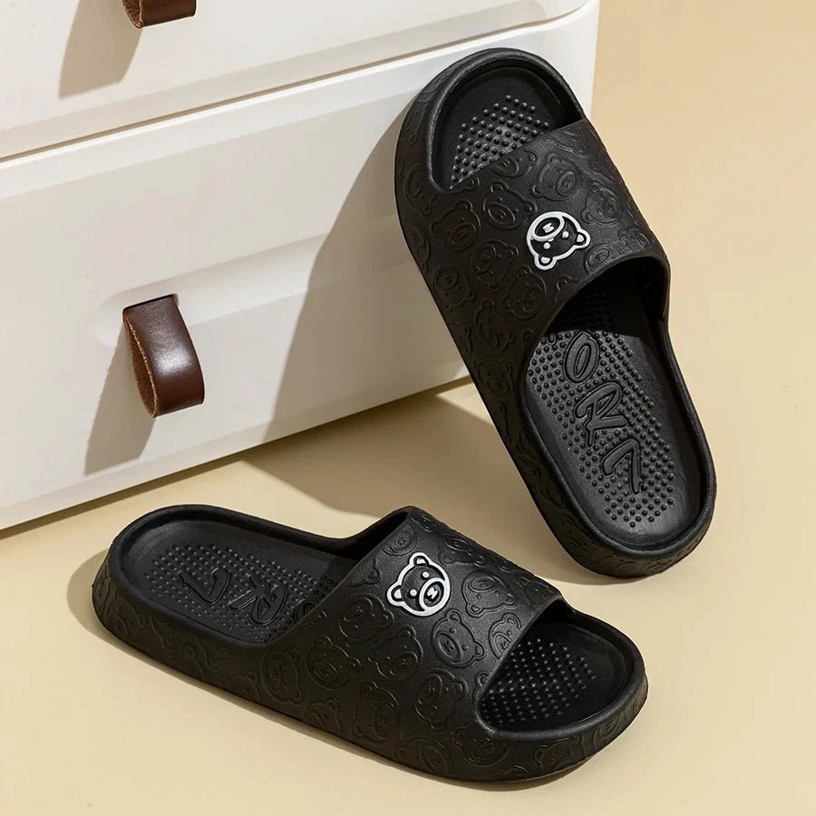 Summer Fashion Men's Slippers Printting Little Bear Sandals Indoor Bathroom Non-slip Soft Women Dormitory Casual Shoes Couple MANDOTOS