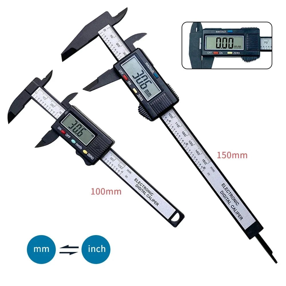 150mm 100mm Electronic Digital Caliper Carbon Fiber Dial Vernier Caliper Gauge Micrometer Measuring Tool Digital Ruler MANDOTOS
