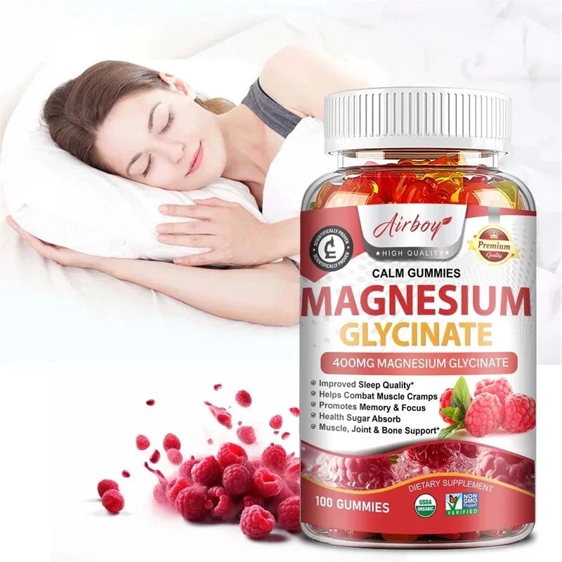 Magnesium Glycinate Gummies - Calm, Relieves Stress, Promotes Sleep, Support Memory, Concentration & Muscle Spasms - 120pcs MANDOTOS