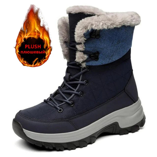 Winter Warm Waterproof Leather Snow Boots for Men - MANDOTOS