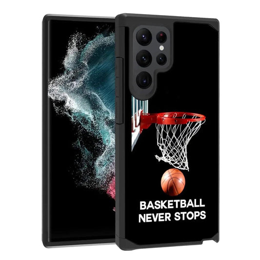 BWOOLL Hybrid Armor Case For Samsung Galaxy S23 Ultra Basketball Design Dual Layer Shockproof - MANDOTOS