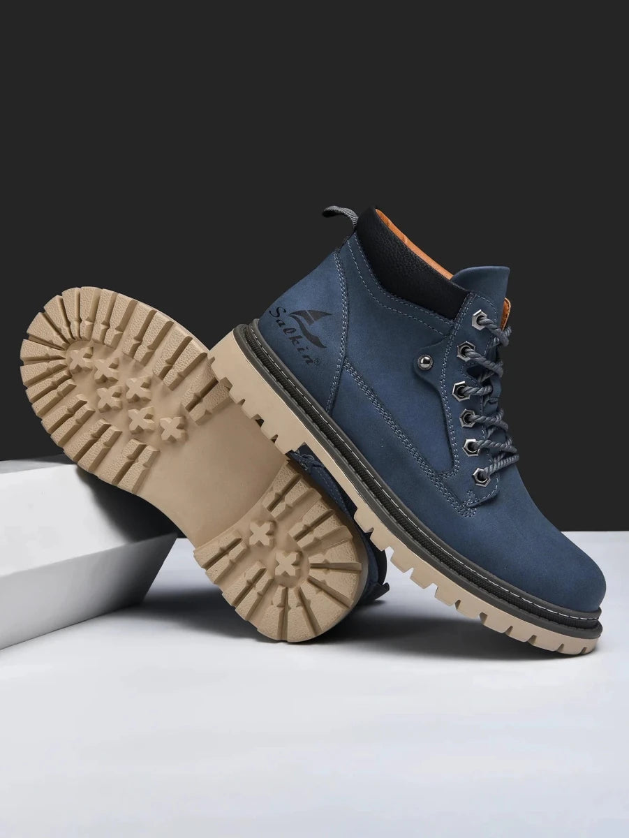 Handmade Men Boots Ankle Winter Leather Shoes Autumn Outdoor Hiking Boots Sneakers Hombres Botas High Top Footwear Anti Slip MANDOTOS