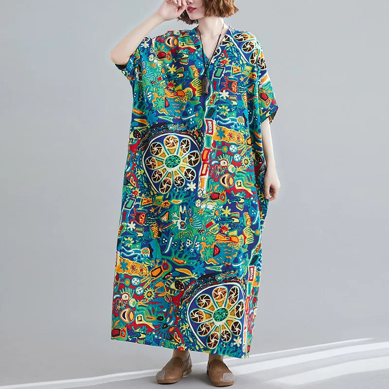 Summer Dress for Women Clothing Streetwear Ethnic Style Bohemian Beach Vintage Clothes Casual Fashion Harajuku Loose Streetwear