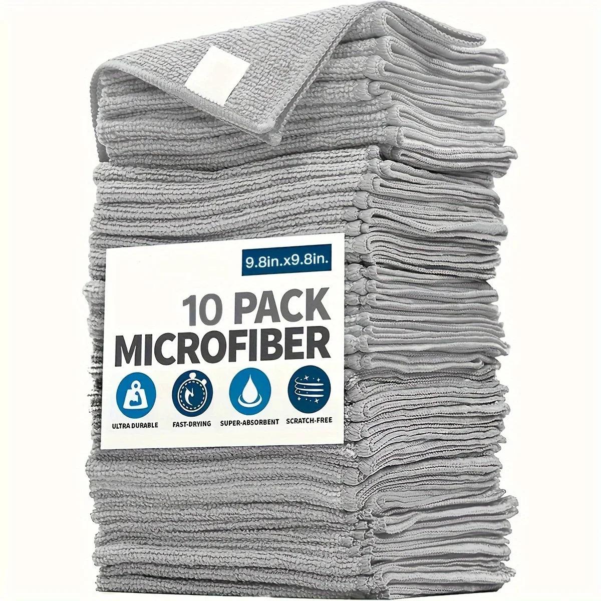 5/10/20pcs Kitchen Towel, Ultra-fine Fiber Light Gray Cleaning Cloth Set, Absorbent, Soft And Stain-removing Cloth - MANDOTOS