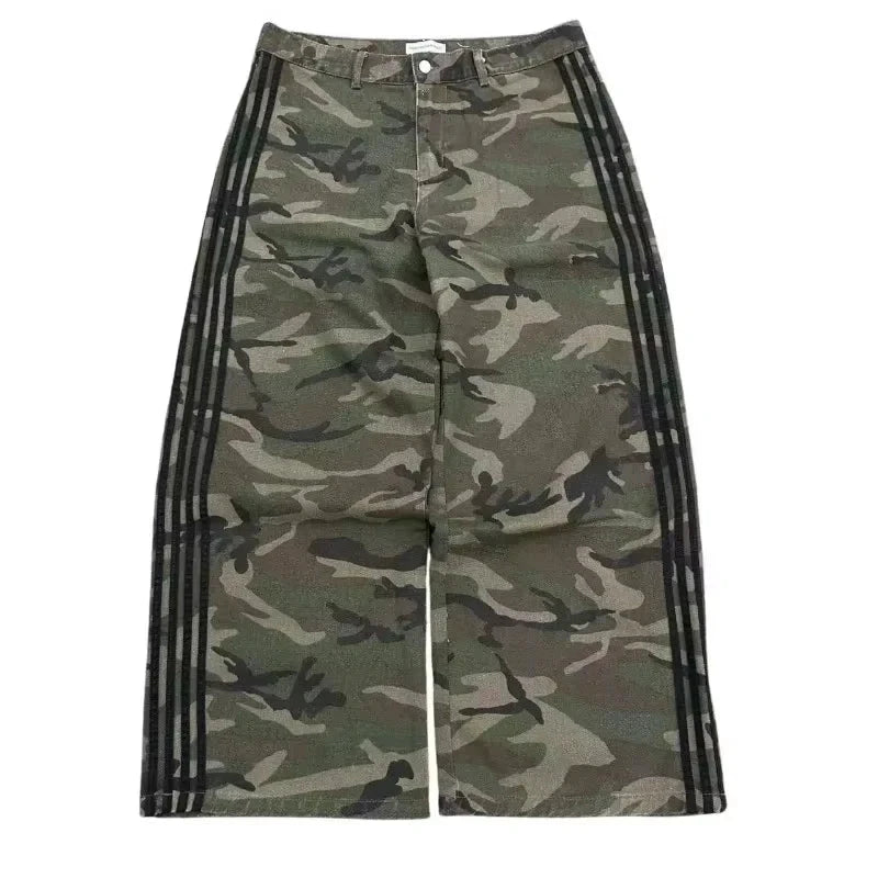 Y2K Baggy Jeans High Quality Embroidered Striped Harajuku Sweatpants Men Women Hip Hop Streetwear Casual Mopping Wide Leg Denim MANDOTOS