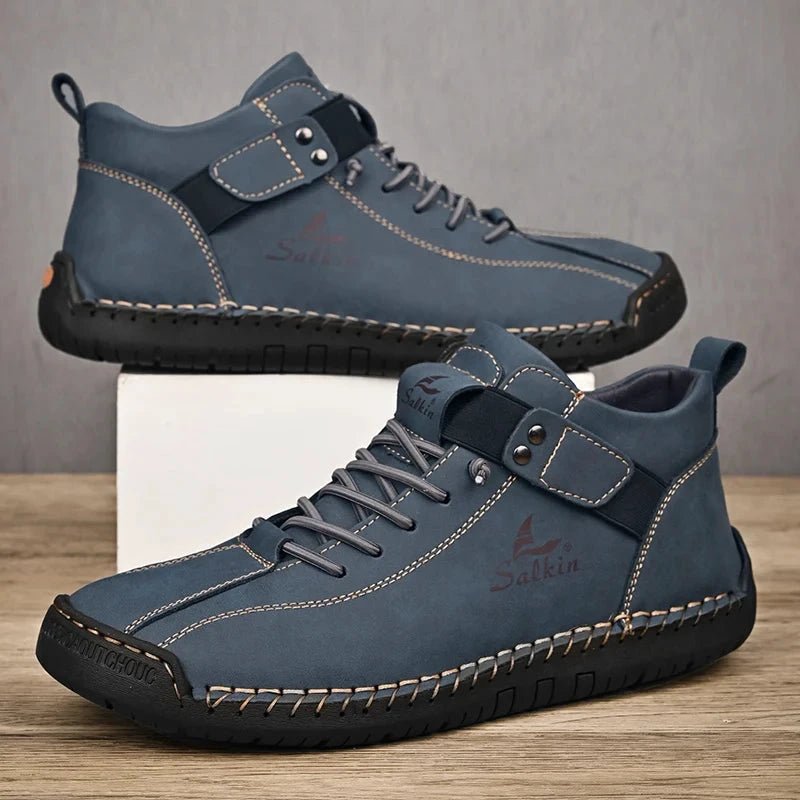 New 2025 Handmade Leather Casual Men Shoes Design Sneakers Man Breathable Leather Shoes Men Ankle Boots Outdoor MANDOTOS
