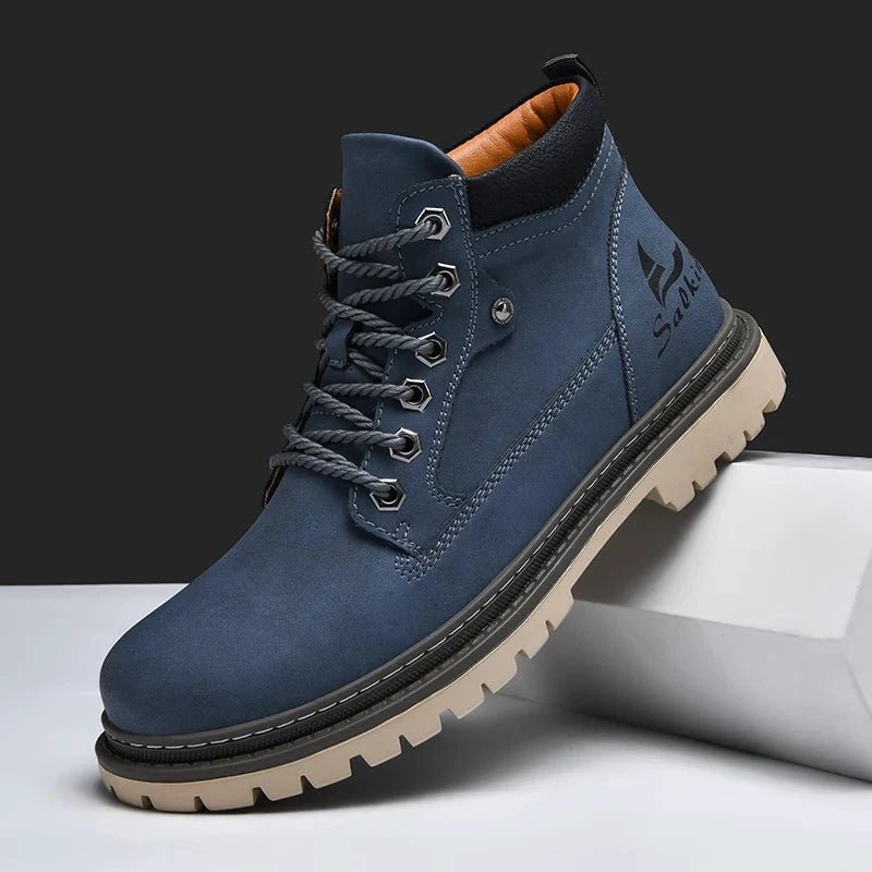 Handmade Men Boots Ankle Winter Leather Shoes Autumn Outdoor Hiking Boots Sneakers Hombres Botas High Top Footwear Anti Slip MANDOTOS
