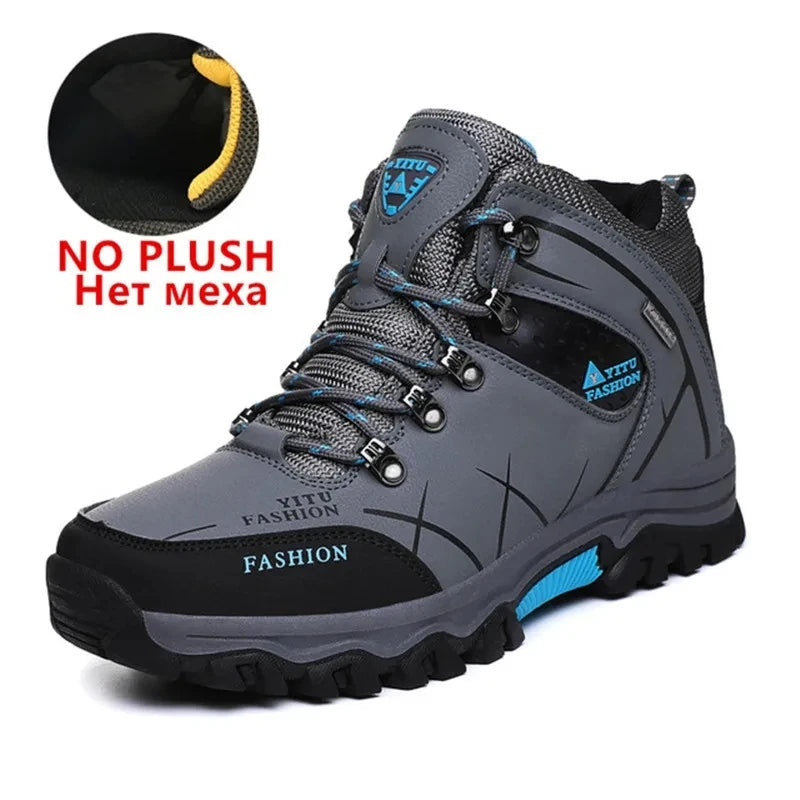 Brand Men Winter Snow Boots Waterproof Leather Sneakers Super Warm Men's Boots Outdoor Male Hiking Boots Work Shoes Size 39-47