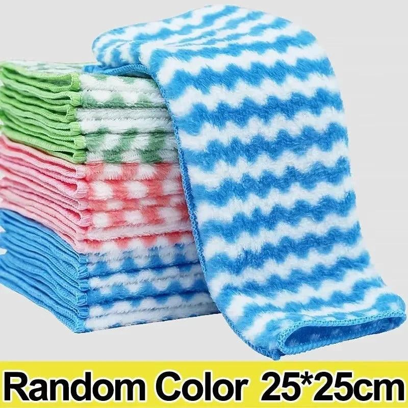 5/10/20pcs Kitchen Towel, Ultra-fine Fiber Light Gray Cleaning Cloth Set, Absorbent, Soft And Stain-removing Cloth - MANDOTOS