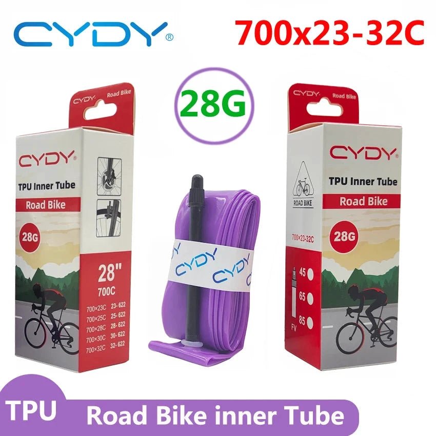 28g CYDY Road Bicycle TPU Inner Tube 700x23C 25C 26C 27C 28C 30C 32C Cycling Bike Tires Camera tyre 700C pneu aro French Valve MANDOTOS