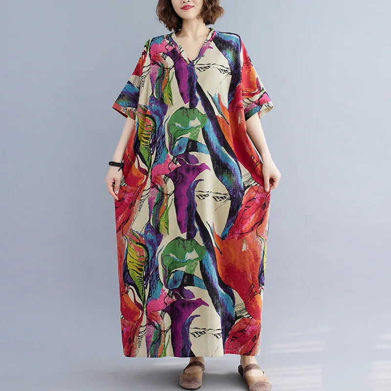 Summer Dress for Women Clothing Streetwear Ethnic Style Bohemian Beach Vintage Clothes Casual Fashion Harajuku Loose Streetwear
