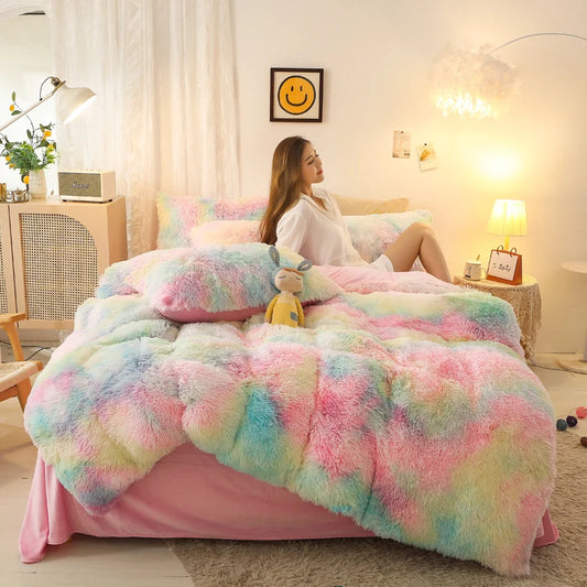 Luxurious Tie-Dyed Plush Flannel Bedding Set - MANDOTOS