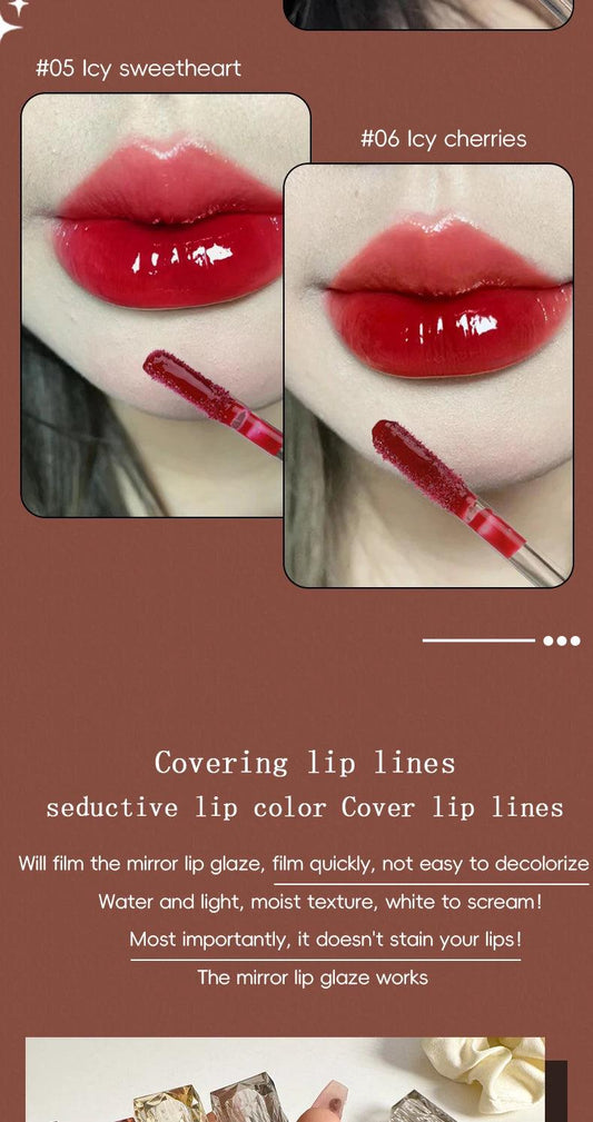 Lip Gloss Long Lasting Moisturizing Easy Halo Dyeing Waterproof Mirror Water Glass Transparent Color Cosmetics - MANDOTOS